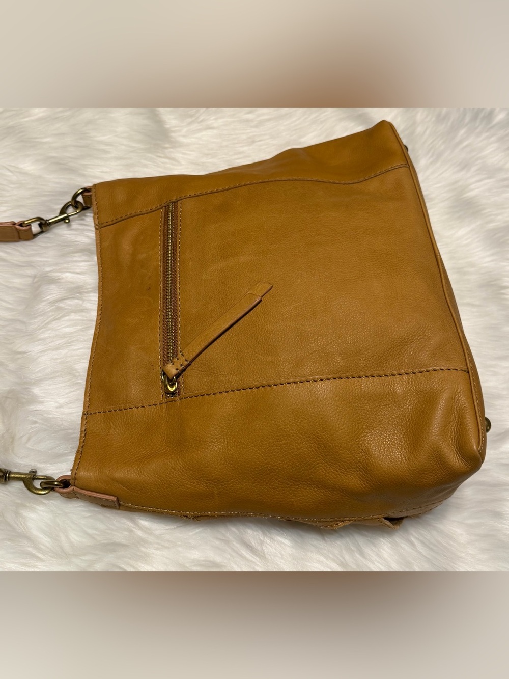 American Leather Co Mercer Woven Leather Hobo Shoulder Bag in Cognac Brown - Picture 6 of 11